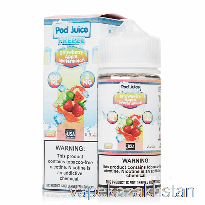 Vape Disposable FREEZE Strawberry Apple Watermelon - Pod Juice - 100mL 0mg